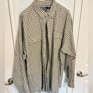 Ralph Lauren Plaid Button-Down in Cream and Navy XXL